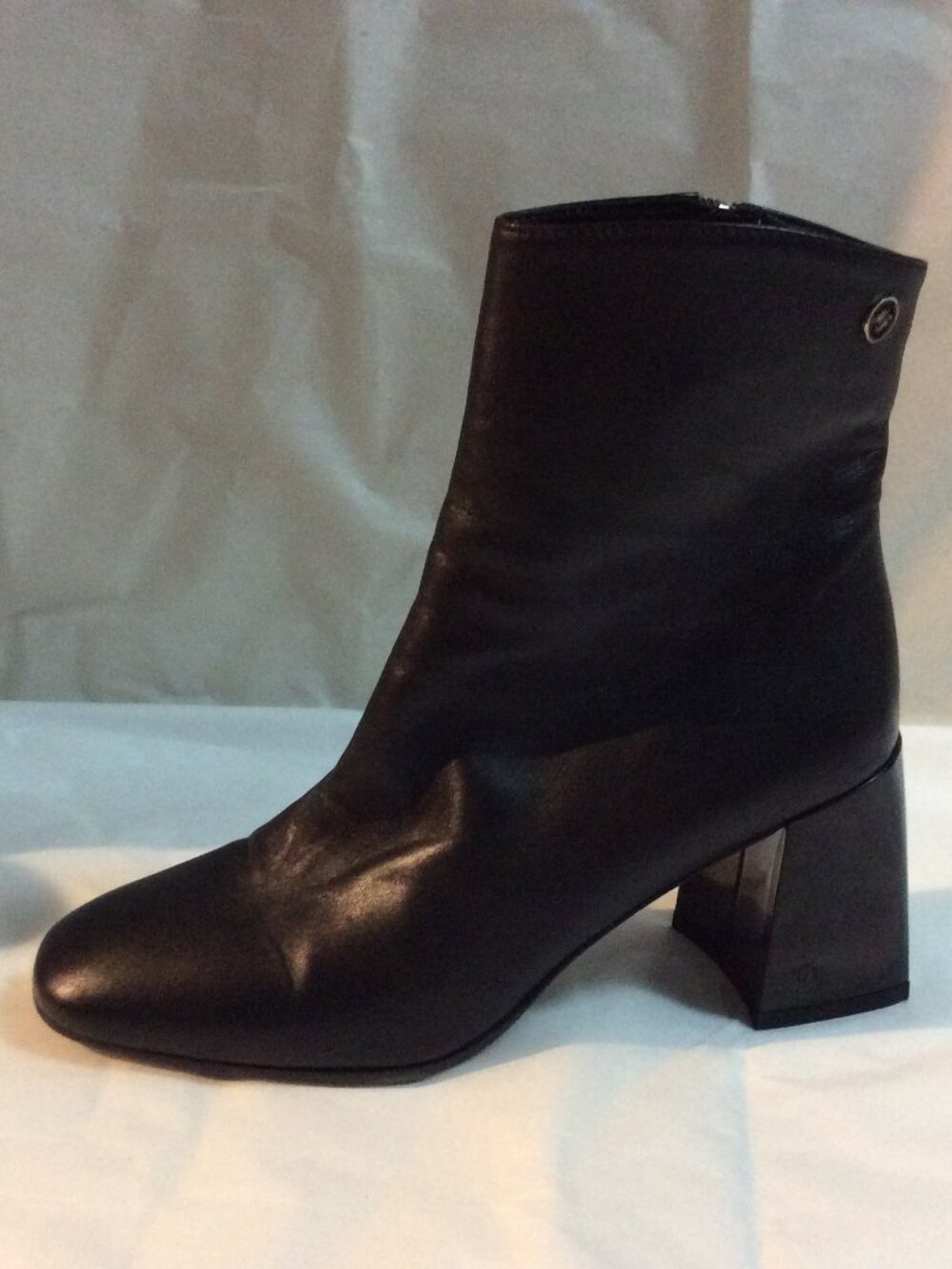 Marino Fabiani Leather Geometric Block Heel Ankle Boots Size 37